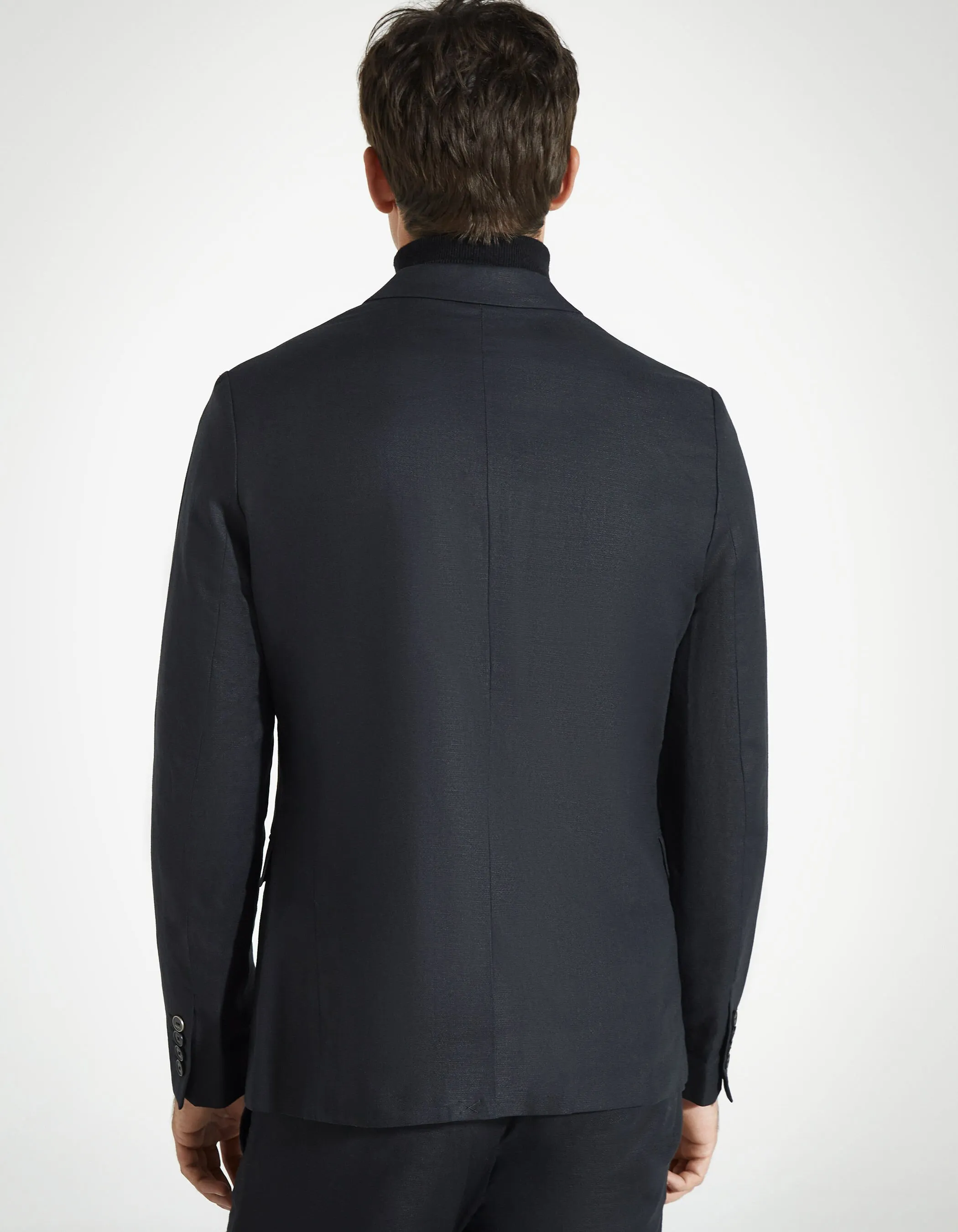 Veste noire jacquard coton lin Homme