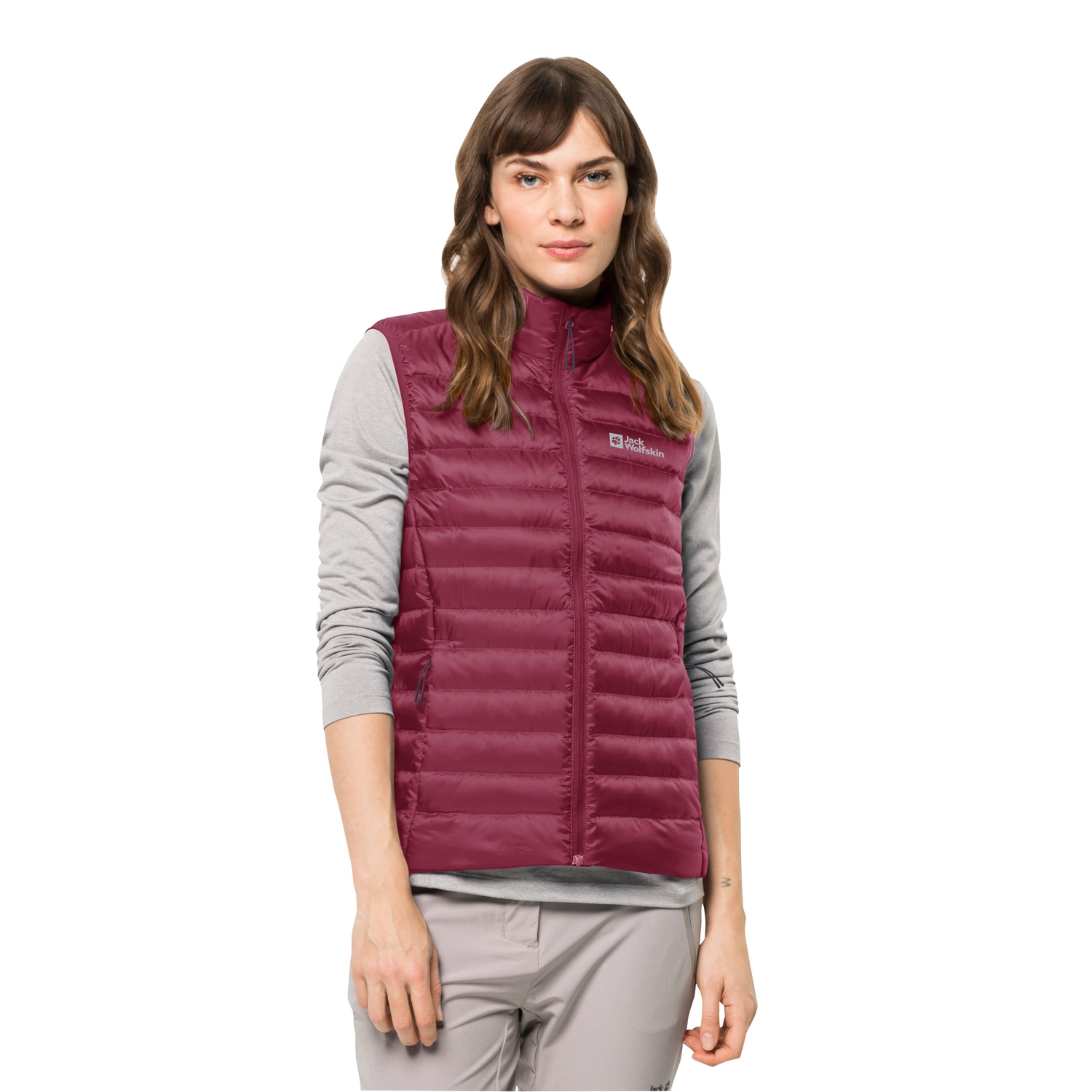 Veste Sans Manche Jack Wolfskin Femme Pack & Go Down Vest Sangria Red