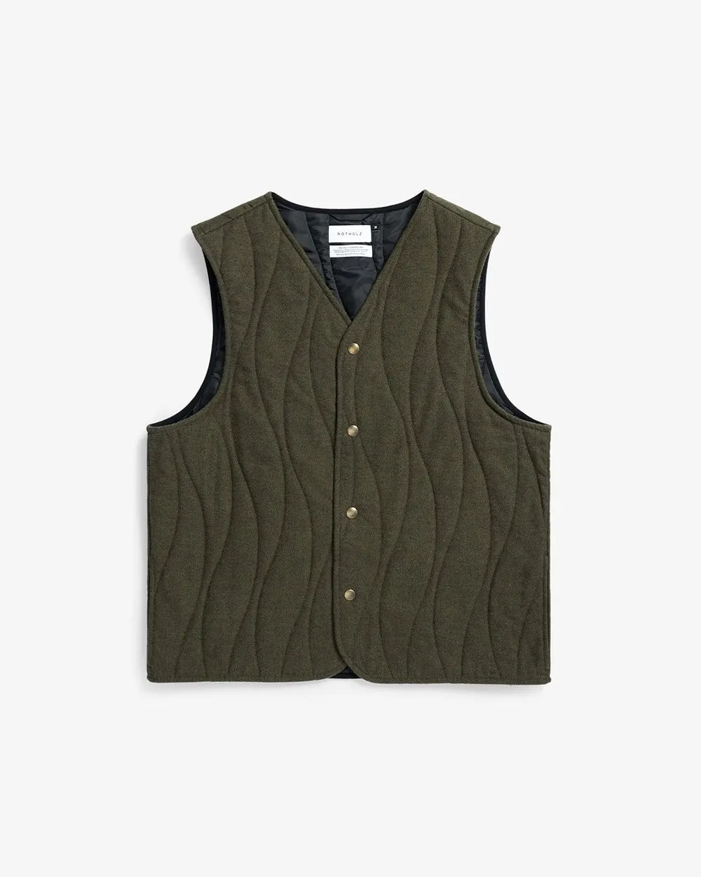 Veste sans manches matelassée flanelle en coton bio | vert "flannel quilt vest - moss green" homme