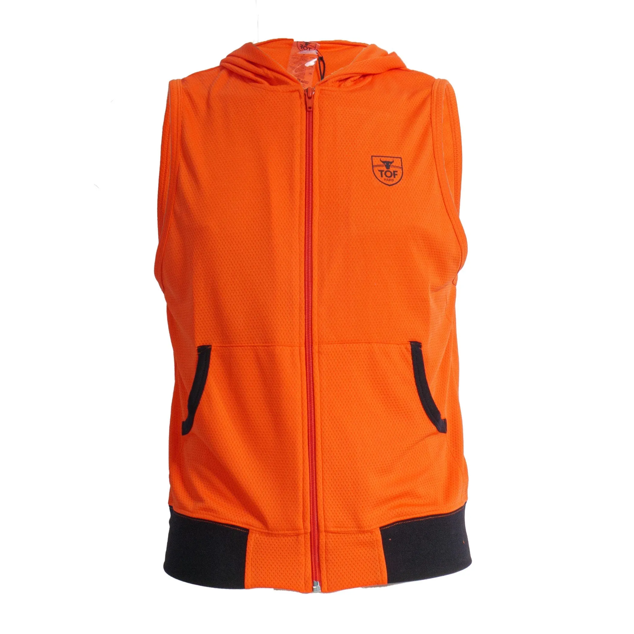 Veste à capuche sans manche Mesh - orange - TOF Paris : vente veste...