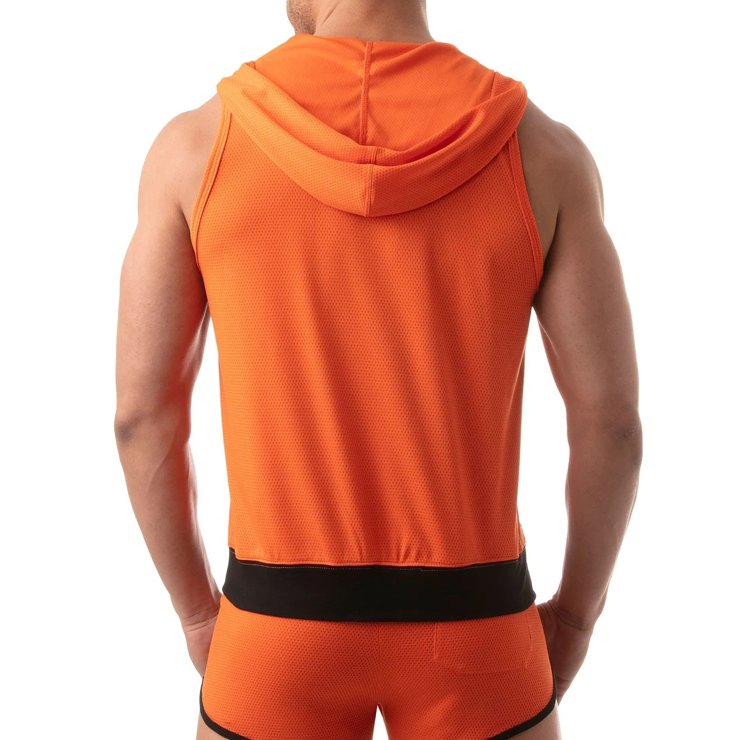 Veste à capuche sans manche Mesh - orange - TOF Paris : vente veste...