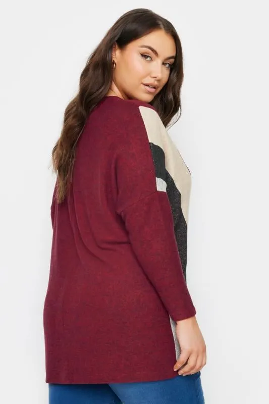 YOURS Curve Red Colour Block Sweatshirt