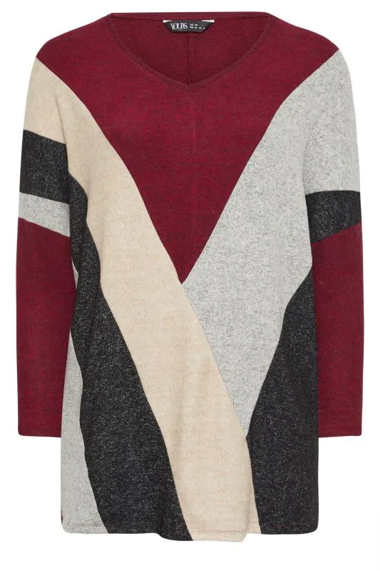 YOURS Curve Red Colour Block Sweatshirt