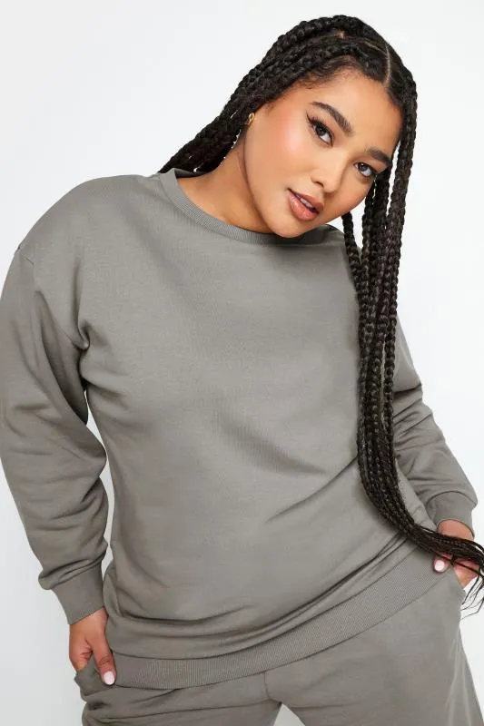 YOURS - Sweatshirt Gris en Jersey Manches Longues