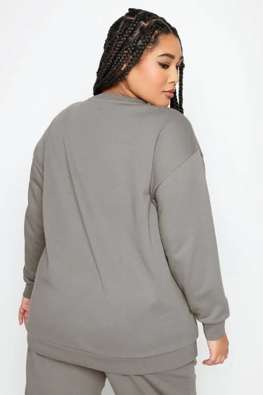 YOURS - Sweatshirt Gris en Jersey Manches Longues