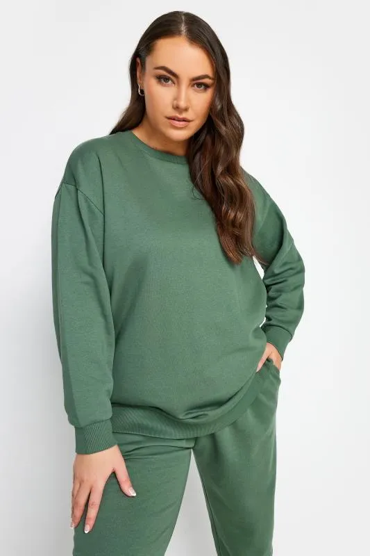 YOURS - Sweatshirt Vert en Jersey Manches Longues