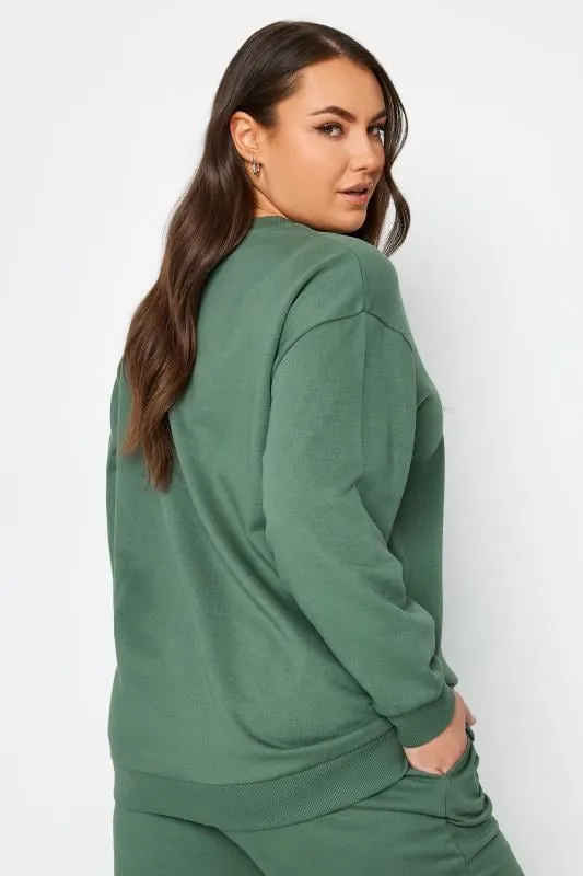 YOURS - Sweatshirt Vert en Jersey Manches Longues