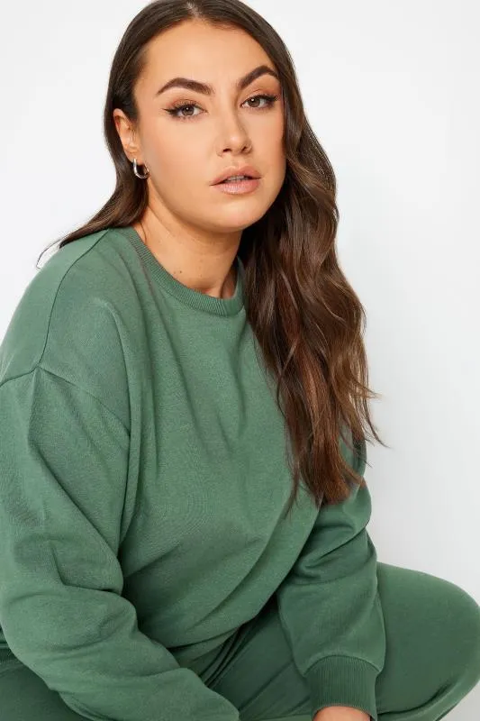 YOURS - Sweatshirt Vert en Jersey Manches Longues