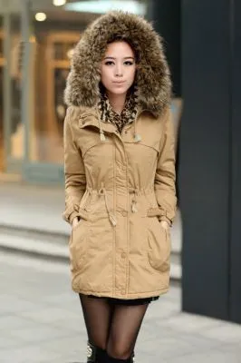 Ｍanteau long avec capuche fausse fourrure pour femme